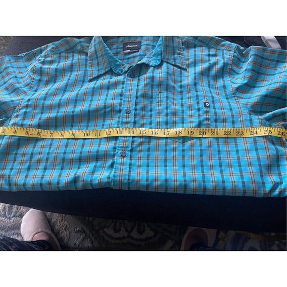 Marmot Mens Multicolor Plaid Short Sleeve Button-Up Shirt Size 2XL - Picture 3 of 12